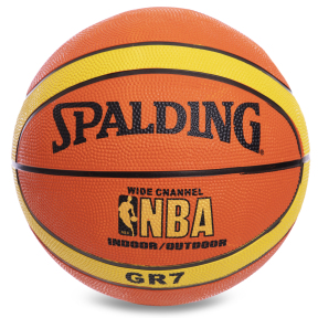 Мяч баскетбольный резиновый SPALD BA-2674 №7 оранжевый-желтый