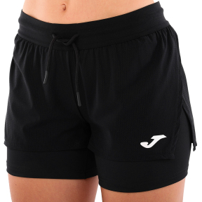 Шорты спортивные двойные 2 в 1 женские Joma SCULPTURE II 902070-100 XS-XL черный