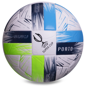 М'яч футбольний SUPER CUP 2021 FB-2381 №5 PVC клеєний білий-синій-блакитний