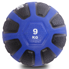 М'яч медичний медбол Zelart Medicine Ball FI-0898-9 9кг чорний-синій