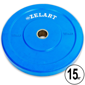Диски (блини) бамперні для кросфіту Zelart Z-TOP Bumper Plates TA-5125-15 51мм 15кг синій