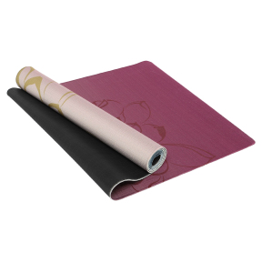 Коврик для йоги Льняной (Yoga mat) Record FI-7157-4 размер 183x61x0,3см принт Лотос бежевый