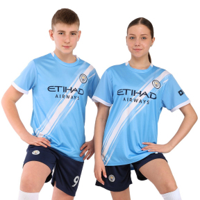 Форма футбольна дитяча із символікою футбольного клубу MANCHESTER CITY HAALAND 9 домашня 2026 SP-Sport CO-617 20-30 блакитний-білий