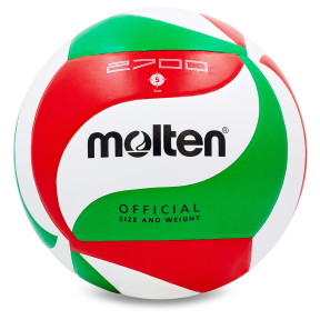 Мяч волейбольный MOLTEN V5M2700 №5 PU белый-зеленый-красный