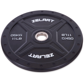 Блины (диски) бамперные для кроссфита Zelart Bumper Plates TA-2258-5 50,4мм 5кг черный