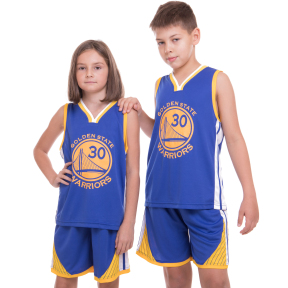 Форма баскетбольная детская NB-Sport NBA GOLDEN STATE WARRIORS 7354 M-2XL синий-желтый