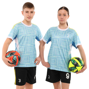 Форма футбольна дитяча із символікою футбольного клубу JUVENTUS гостьова 2026 SP-Sport CO-7352 20-30 блакитний-чорний
