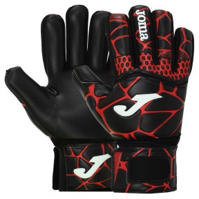 Перчатки вратарские профессиональные с защитой пальцев Joma GK-PRO 400908-106 размер 7-12 черный-красный