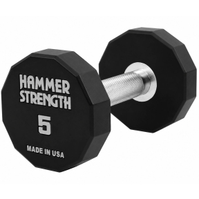 Гантель цільна професійна з поліуретановим покриттям HAMMER STRENGHT TA-9215-5 1шт 5кг чорний