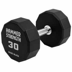 Гантель цільна професійна з поліуретановим покриттям HAMMER STRENGHT TA-9215-30 1шт 30кг чорний