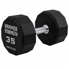 Гантель цільна професійна з поліуретановим покриттям HAMMER STRENGHT TA-9215-35 1шт 35кг чорний