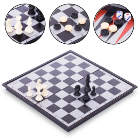 Набор настольных игр 3 в 1 дорожные на магнитах SP-Sport 9718 шахматы, шашки, нарды