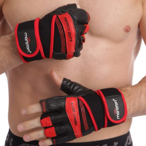 Перчатки для фитнеса и тяжелой атлетики MARATON 16-1596A L-XXL черный-красный
