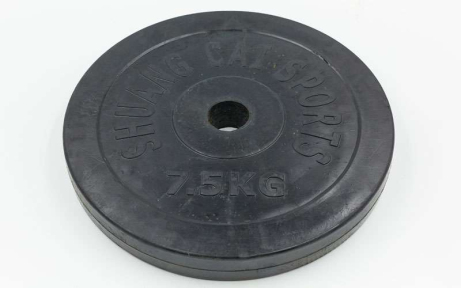 Блины (диски) обрезиненные Shuang Cai Sports TA-1444-7_5S 30мм 7,5кг черный
