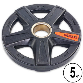 Блины (диски) полиуретановые Zelart TA-5335-5 51мм 5кг черный