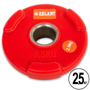 Диски для штанги поліуретанові Zelart TA-5336-50-2_5 50мм 2,5кг червоний