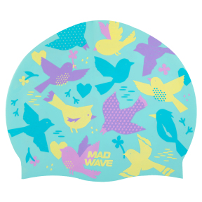 Шапочка для плавання силіконова для дорослих MadWave Birds M057431 кольори в асортименті