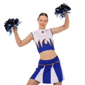 Костюм для чирлидинга кроп-топ с воротником-стойкой и плиссированная мини-юбка SP-Sport CO-20 размер 110-160 синий-белый