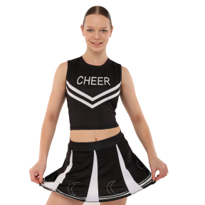 Костюм для чирлидинга кроп-топ и плиссированная мини-юбка SP-Sport CO-050 размер S-XL черный