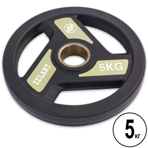 Блины (диски) полиуретановые Zelart TA-5344-5 51мм 5кг черный
