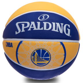 Мяч баскетбольный резиновый SPALDING NBA Team WARRIORS 83304Z №7 синий-желтый