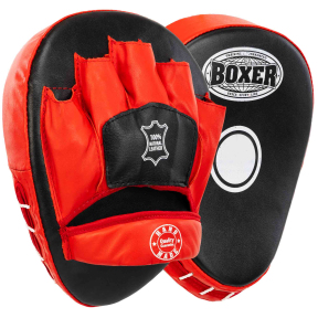 Лапа боксерская изогнутая тренировочная кожа BOXER 2010-01 19х23х4см 2штуки цвета в ассортименте