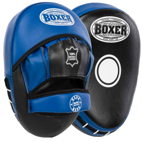 Лапа боксерская изогнутая тренировочная кожа BOXER 2012-01 элит 23х19х4,5см 2штуки цвета в ассортименте
