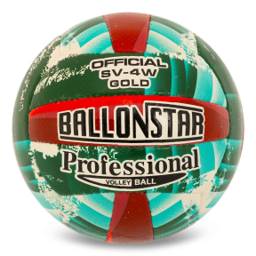Мяч волейбольный BALLONSTAR SV-4W GOLD VB-5214 №5 PU зеленый-красный