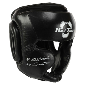 Шолом боксерський з повним захистом шкіряний HARD TOUCH BO-5235 S-XL чорний