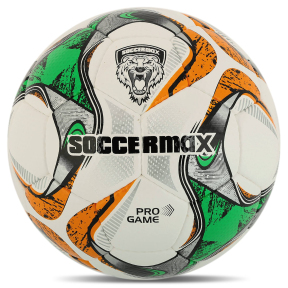 Мяч футбольный профессиональный SOCCERMAX FB-4069 №5 PU белый-зеленый