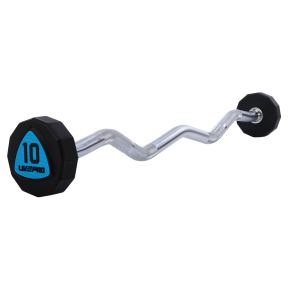 Штанга фіксована вигнута поліуретанова 12-стороння LiveUp LP8013-10 довжина-89,2см 10кг чорний-синій