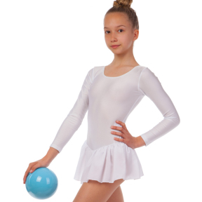 Купальник для танців і гімнастики з довгим рукавом і спідницею Lingo CO-9013-NW XS-XL білий