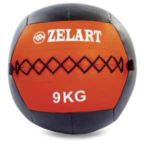 М'яч набивний для кросфіту волбол WALL BALL Zelart FI-5168-9 9кг чорний-червоний