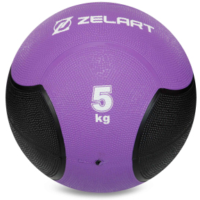 Медбол м'яч медичний Medicine Ball Zelart FI-5121-5 5кг фіолетовий-чорний