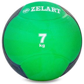 М'яч медичний медбол Zelart Medicine Ball FI-5121-7 7кг зелений-чорний