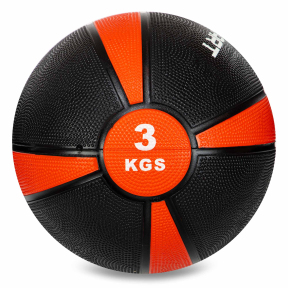 Медбол м'яч медичний Medicine Ball Zelart FI-5122-3 3кг чорний-червоний