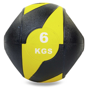 М'яч медичний медбол з двома ручками Record Medicine Ball FI-5111-6 6кг чорний-жовтий