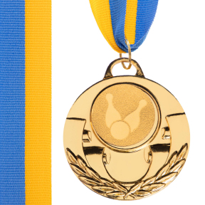 Медаль спортивна зі стрічкою SP-Sport AIM Боулінг C-4846-0006 золото, срібло, бронза