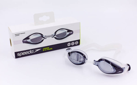 Очки для плавания юниорские зеркальные линзы SPEEDO MARINER MIRROR JUNIOR 8093014556 черный-серый