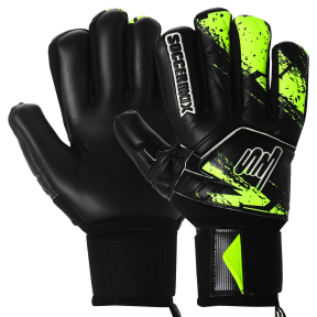 Рукавиці воротарські професійні із захистом пальців SOCCERMAX GK-4315 розмір 7-11 чорний-салатовий