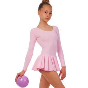 Купальник для танців і гімнастики з довгим рукавом і спідницею Lingo CO-3376-P S-XL рожевий