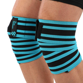Колінні бинти для присідань KNEE WRAPS LiveUp LP8724 2шт синій-чорний