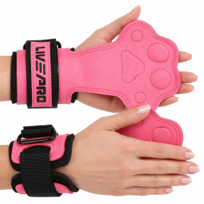 Накладки для подтягивания и тяги WEIGHT LIFTING WRIST WRAPS LiveUp LP8757 2шт розовый-черный