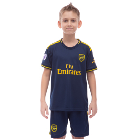Форма футбольна дитяча з символікою футбольного клубу ARSENAL резервна 2020 SP-Planeta CO-0984 6-14 років синій-жовтий-чорний
