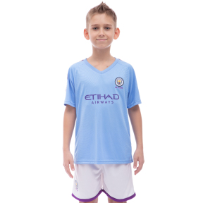Форма футбольна дитяча з символікою футбольного клубу MANCHESTER CITY домашня 2020 SP-Planeta CO-1045 6-14 років блакитний-синій