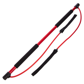 Палка гимнастическая бодибар для фитнеса с эспандерами Body Shaper Stick PS F-932 1м черный-красный