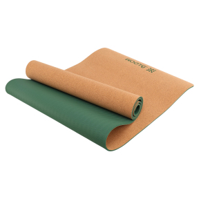 Коврик для йоги Пробковый каучуковый двухслойный Yoga mat BLOOM LB7121 183x61мx0.6cм коричневый