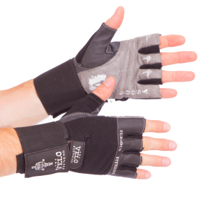 Перчатки для фитнеса и тяжелой атлетики кожаные VELO VL-8114 S-XL черный-серый