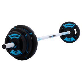 Штанга для фітнесу (фітнес памп) LiveUp LP8037 довжина-1,42м 30мм 20кг чорний-синій