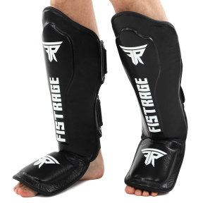 Защита голени и стопы Муай Тай, ММА, Кикбоксинг кожаная FISTRAGE VL-6632 M-XL цвета в ассортименте